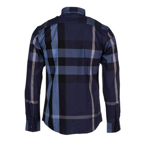 burberry men's cotton exploded check button down shirt|Check Cotton Shirt in Navy .